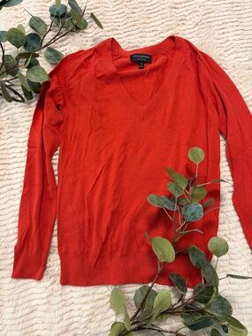 Banana Republic V-Neck Forever Lightweight Sweater muted rust color XS